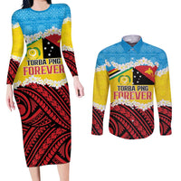 Personalised Torba PNG Forever Couples Matching Long Sleeve Bodycon Dress and Long Sleeve Button Shirt Polynesian Sand Art - Polynesian Pride