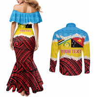 Personalised Torba PNG Forever Couples Matching Mermaid Dress and Long Sleeve Button Shirt Polynesian Sand Art - Polynesian Pride