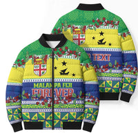 Personalised Malampa Fiji Forever Bomber Puffer Jacket Tagimoucia Polynesian Sand Drawing - Polynesian Pride