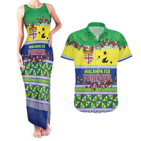 Personalised Malampa Fiji Forever Couples Matching Tank Maxi Dress and Hawaiian Shirt Tagimoucia Polynesian Sand Drawing - Polynesian Pride