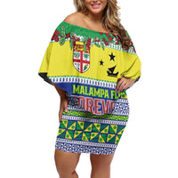 Personalised Malampa Fiji Forever Family Matching Off Shoulder Short Dress and Hawaiian Shirt Tagimoucia Polynesian Sand Drawing - Polynesian Pride
