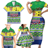 Personalised Malampa Fiji Forever Family Matching Short Sleeve Bodycon Dress and Hawaiian Shirt Tagimoucia Polynesian Sand Drawing - Polynesian Pride