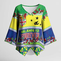 Personalised Malampa Fiji Forever Kimono Sleeve Blouse Tagimoucia Polynesian Sand Drawing - Polynesian Pride