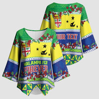 Personalised Malampa Fiji Forever Kimono Sleeve Blouse Tagimoucia Polynesian Sand Drawing - Polynesian Pride