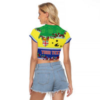 Personalised Malampa Fiji Forever Raglan Cropped T Shirt Tagimoucia Polynesian Sand Drawing - Polynesian Pride