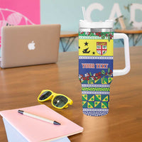 Personalised Malampa Fiji Forever Tumbler With Handle Tagimoucia Polynesian Sand Drawing - Polynesian Pride