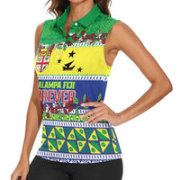 Personalised Malampa Fiji Forever Women Sleeveless Polo Shirt Tagimoucia Polynesian Sand Drawing - Polynesian Pride
