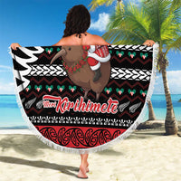 New Zealand Kiwi Santa Christmas Beach Blanket He Wairua Kirihimete - Polynesian Pride