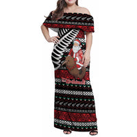 New Zealand Kiwi Santa Christmas Family Matching Off Shoulder Maxi Dress and Hawaiian Shirt He Wairua Kirihimete - Polynesian Pride