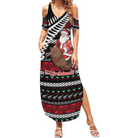 New Zealand Kiwi Santa Christmas Family Matching Summer Maxi Dress and Hawaiian Shirt He Wairua Kirihimete - Polynesian Pride