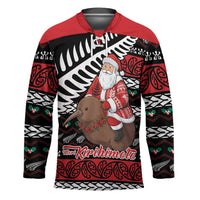 New Zealand Kiwi Santa Christmas Hockey Jersey He Wairua Kirihimete - Polynesian Pride