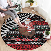New Zealand Kiwi Santa Christmas Round Carpet He Wairua Kirihimete - Polynesian Pride