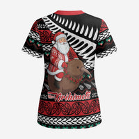New Zealand Kiwi Santa Christmas Scrub Top He Wairua Kirihimete - Polynesian Pride