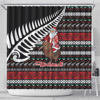 New Zealand Kiwi Santa Christmas Shower Curtain He Wairua Kirihimete - Polynesian Pride