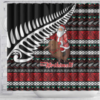New Zealand Kiwi Santa Christmas Shower Curtain He Wairua Kirihimete - Polynesian Pride