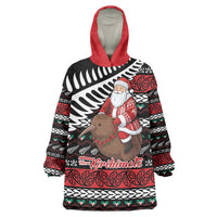New Zealand Kiwi Santa Christmas Wearable Blanket Hoodie He Wairua Kirihimete - Polynesian Pride