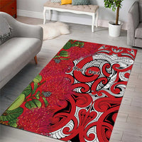Personalised New Zealand Koru Pohutukawa Area Rug Meri Kirihimete Aroha for Christmas - Polynesian Pride