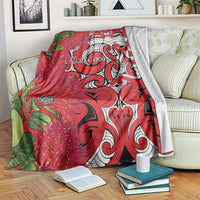 Personalised New Zealand Koru Pohutukawa Blanket Meri Kirihimete Aroha for Christmas - Polynesian Pride