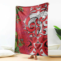 Personalised New Zealand Koru Pohutukawa Blanket Meri Kirihimete Aroha for Christmas - Polynesian Pride