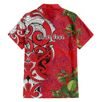 Personalised New Zealand Koru Pohutukawa Family Matching Off Shoulder Short Dress and Hawaiian Shirt Meri Kirihimete Aroha for Christmas - Polynesian Pride