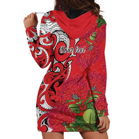 Personalised New Zealand Koru Pohutukawa Hoodie Dress Meri Kirihimete Aroha for Christmas - Polynesian Pride