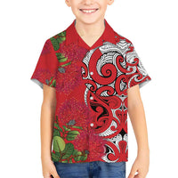 Personalised New Zealand Koru Pohutukawa Kid Hawaiian Shirt Meri Kirihimete Aroha for Christmas - Polynesian Pride