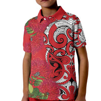 Personalised New Zealand Koru Pohutukawa Kid Polo Shirt Meri Kirihimete Aroha for Christmas - Polynesian Pride