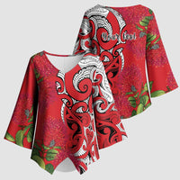 Personalised New Zealand Koru Pohutukawa Kimono Sleeve Blouse Meri Kirihimete Aroha for Christmas - Polynesian Pride