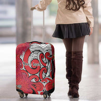 Personalised New Zealand Koru Pohutukawa Luggage Cover Meri Kirihimete Aroha for Christmas - Polynesian Pride