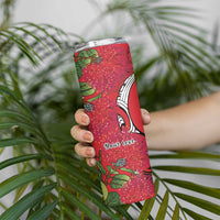 Personalised New Zealand Koru Pohutukawa Skinny Tumbler Meri Kirihimete Aroha for Christmas - Polynesian Pride