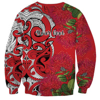 Personalised New Zealand Koru Pohutukawa Sweatshirt Meri Kirihimete Aroha for Christmas - Polynesian Pride