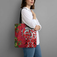 Personalised New Zealand Koru Pohutukawa Tote Bag Meri Kirihimete Aroha for Christmas - Polynesian Pride