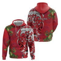 Personalised New Zealand Koru Pohutukawa Zip Hoodie Meri Kirihimete Aroha for Christmas - Polynesian Pride