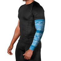 Hawaiian Hibiscus Honu Arm Sleeves Blue Mele Kalikimaka Palaka Spirit - Polynesian Pride