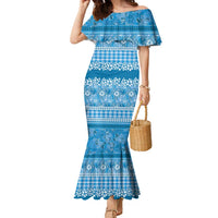 Hawaiian Hibiscus Honu Family Matching Mermaid Dress and Hawaiian Shirt Blue Mele Kalikimaka Palaka Spirit - Polynesian Pride