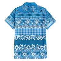 Hawaiian Hibiscus Honu Family Matching Puletasi and Hawaiian Shirt Blue Mele Kalikimaka Palaka Spirit - Polynesian Pride