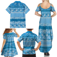 Hawaiian Hibiscus Honu Family Matching Summer Maxi Dress and Hawaiian Shirt Blue Mele Kalikimaka Palaka Spirit - Polynesian Pride