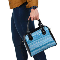 Hawaiian Hibiscus Honu Shoulder Handbag Blue Mele Kalikimaka Palaka Spirit - Polynesian Pride