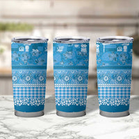 Hawaiian Hibiscus Honu Tumbler Cup Blue Mele Kalikimaka Palaka Spirit - Polynesian Pride