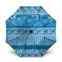 Hawaiian Hibiscus Honu Umbrella Blue Mele Kalikimaka Palaka Spirit - Polynesian Pride