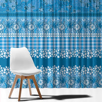 Hawaiian Hibiscus Honu Window Curtain Blue Mele Kalikimaka Palaka Spirit - Polynesian Pride