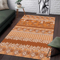 Hawaiian Hibiscus Honu Area Rug Gold Mele Kalikimaka Palaka Spirit - Polynesian Pride