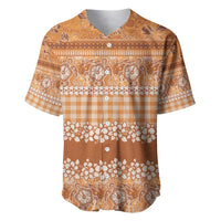Hawaiian Hibiscus Honu Baseball Jersey Gold Mele Kalikimaka Palaka Spirit LT9 Gold - Polynesian Pride