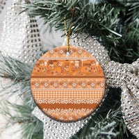 Hawaiian Hibiscus Honu Ceramic Ornament Gold Mele Kalikimaka Palaka Spirit - Polynesian Pride