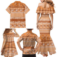 Hawaiian Hibiscus Honu Family Matching Mermaid Dress and Hawaiian Shirt Gold Mele Kalikimaka Palaka Spirit - Polynesian Pride