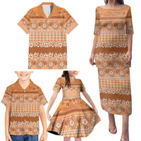 Hawaiian Hibiscus Honu Family Matching Puletasi and Hawaiian Shirt Gold Mele Kalikimaka Palaka Spirit - Polynesian Pride