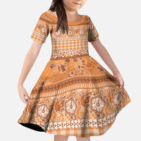 Hawaiian Hibiscus Honu Family Matching Short Sleeve Bodycon Dress and Hawaiian Shirt Gold Mele Kalikimaka Palaka Spirit - Polynesian Pride