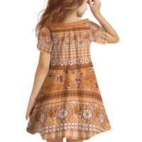 Hawaiian Hibiscus Honu Family Matching Short Sleeve Bodycon Dress and Hawaiian Shirt Gold Mele Kalikimaka Palaka Spirit - Polynesian Pride