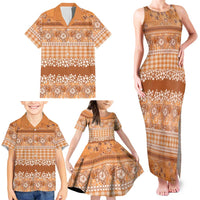 Hawaiian Hibiscus Honu Family Matching Tank Maxi Dress and Hawaiian Shirt Gold Mele Kalikimaka Palaka Spirit - Polynesian Pride