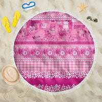 Hawaiian Hibiscus Honu Beach Blanket Pink Mele Kalikimaka Palaka Spirit - Polynesian Pride